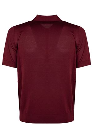 Burgundy silk and cotton blend polo shirt PAOLO PECORA | A006F2004469